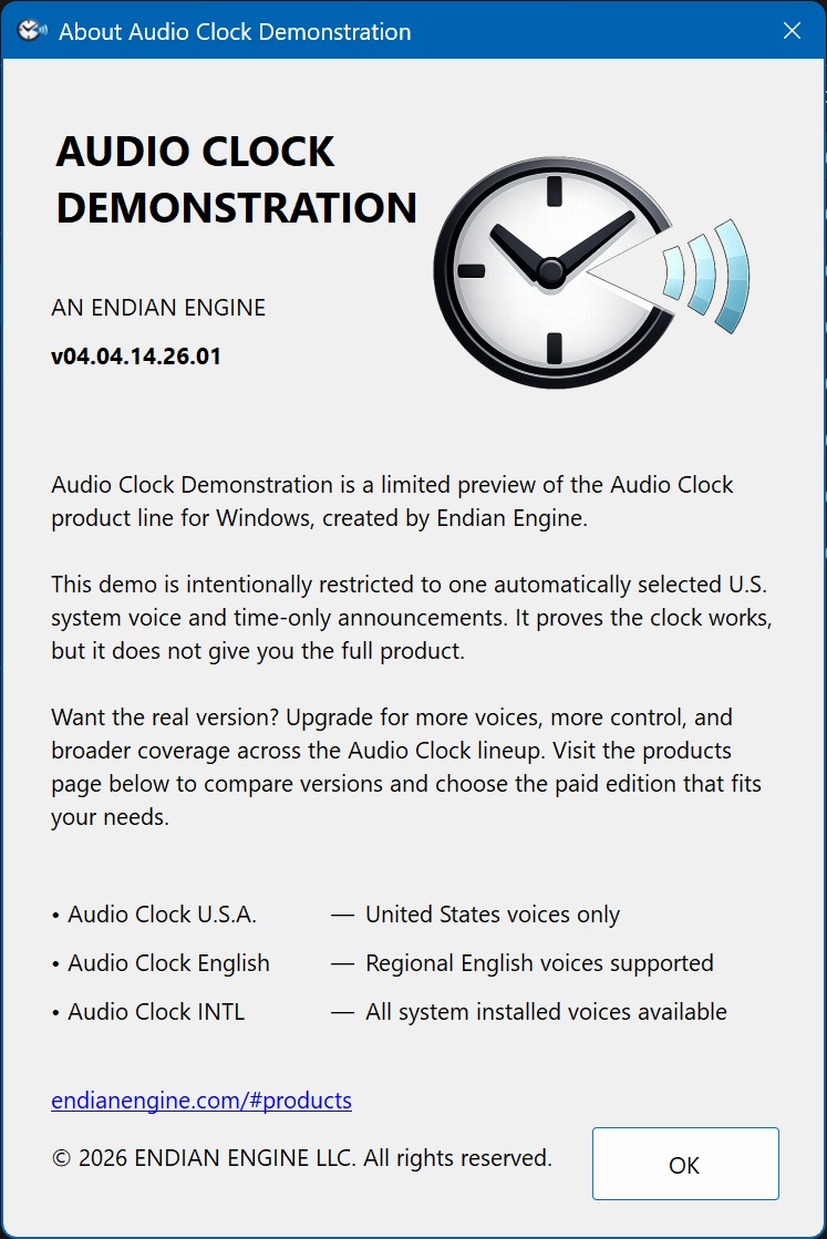 Audio Clock application screenshot