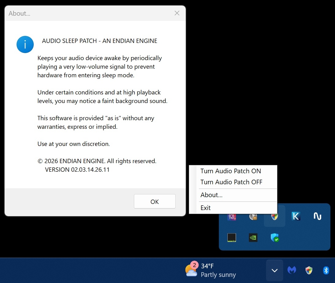 Audio Sleep Patch application screenshot